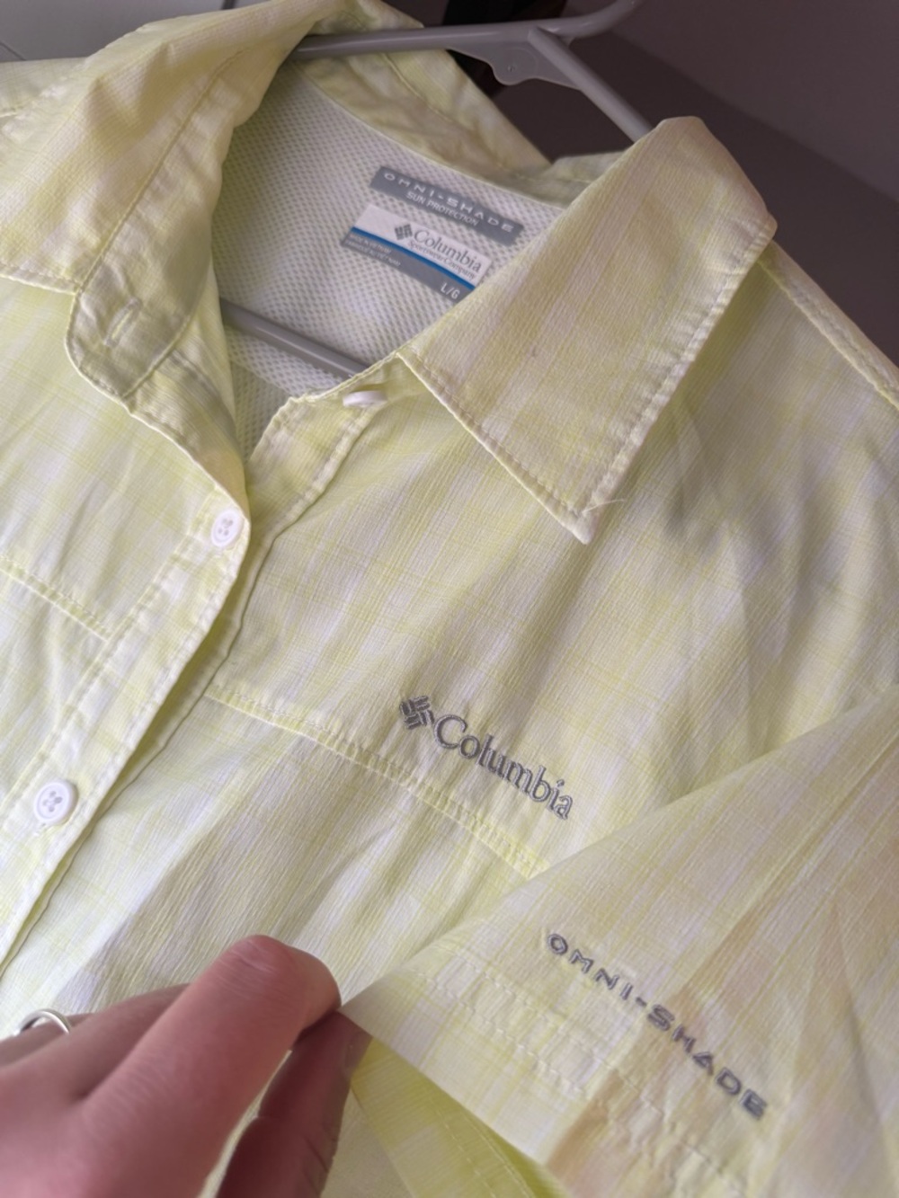Columbia Omni-Shade Button Up Shirt | Sun Protection | Light Yellow | Women’s LG